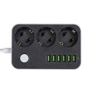 ColorWay - Extension Cord (CW-CHE36B) - 3x EU AC 220V, 6xUSB 17W, 10A, Auto ID, Child Protection, On/Off Button